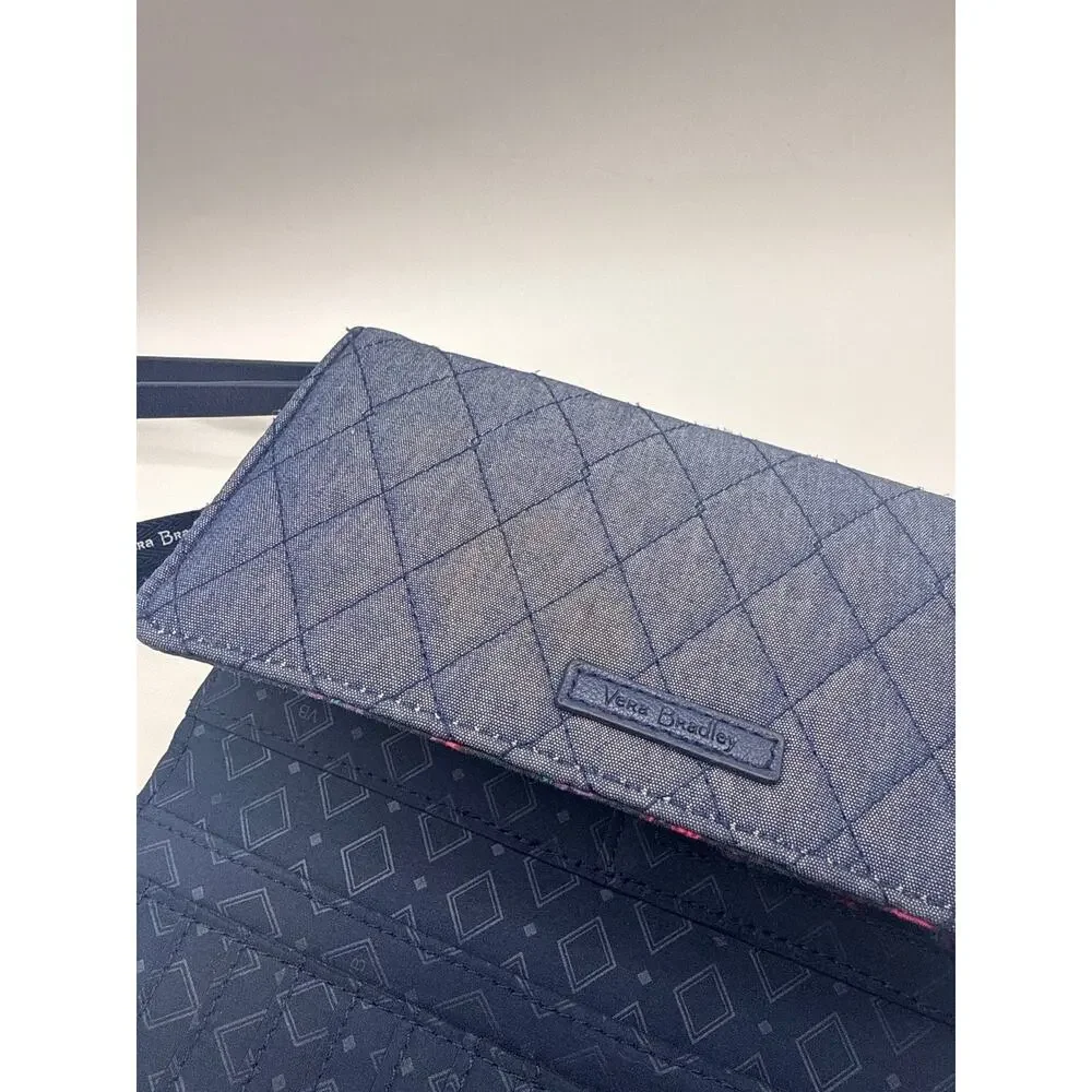Vera Bradley RFID Wallet Wristlet Moonlight Navy Quilted Organizer Purse